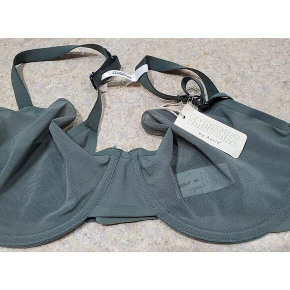 Smoothez by Aerie Bra Full Coverage Sheer Mesh Unlined Underwire In Sage 36D NEW - Picture 10 of 10